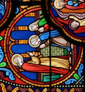 La communion de Notre-Dame - vitrail de l'abbatiale