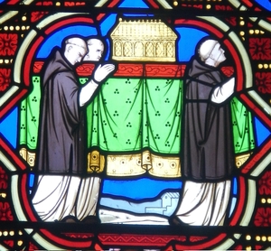 Translation des reliques de saint Benoît - vitrail de l'abbatiale